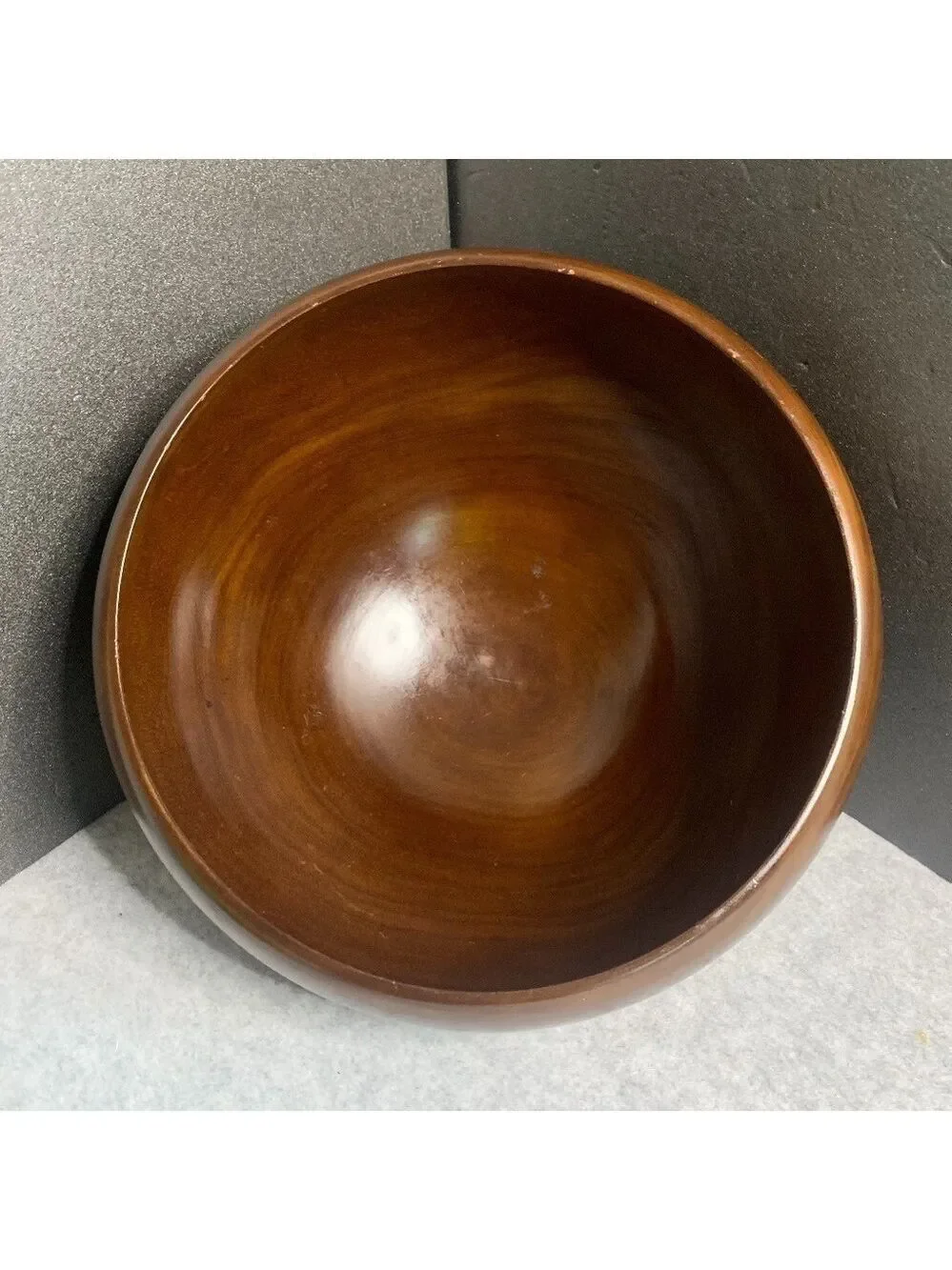 Crate and Barrel Vintage Large Solid Bowl Mango Wood in Chestnut Stain 10”x7”